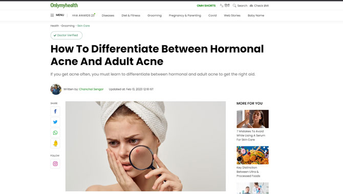 How To Differentiate Between Hormonal Acne And Adult Acne