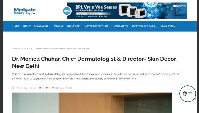 Dr. Monica Chahar, Chief Dermatologist & Director- Skin Décor, New Delhi