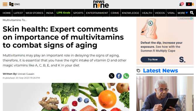 Skin health: Expert comments on importance of multivitamins to combat signs of aging